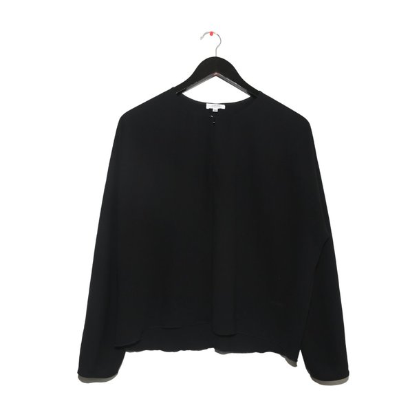 Aritzia Tops - Aritzia Wilfred Etienne Keyhole Front Black Silk Trim Long Sleeve Blouse